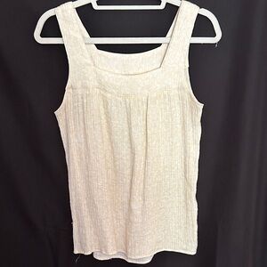 Wonderly Neutral Ribbed Square-Neck Tank Top in Cream
